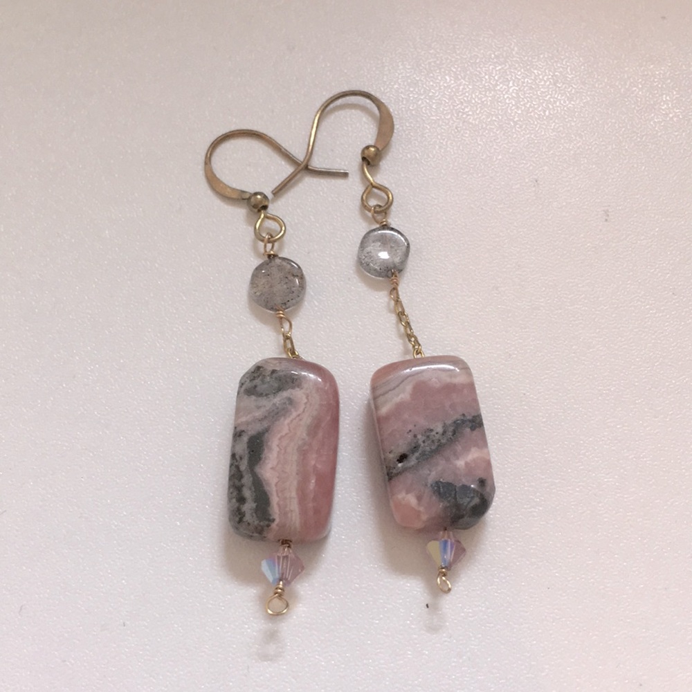 Labradorite and rhodochrosite Earrings